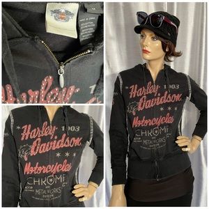 GORGEOUS Vintage HARLEY-DAVIDSON hoodie black jacket Medium pettite